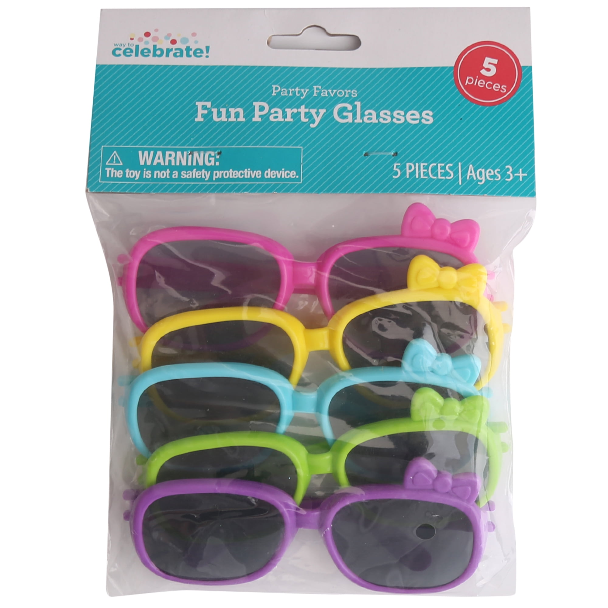 5 Girl Party Novelty Sunglasses, Multi-Color, Way to Celebrate! Plastic Party Favors, 5ct - Walmart.com